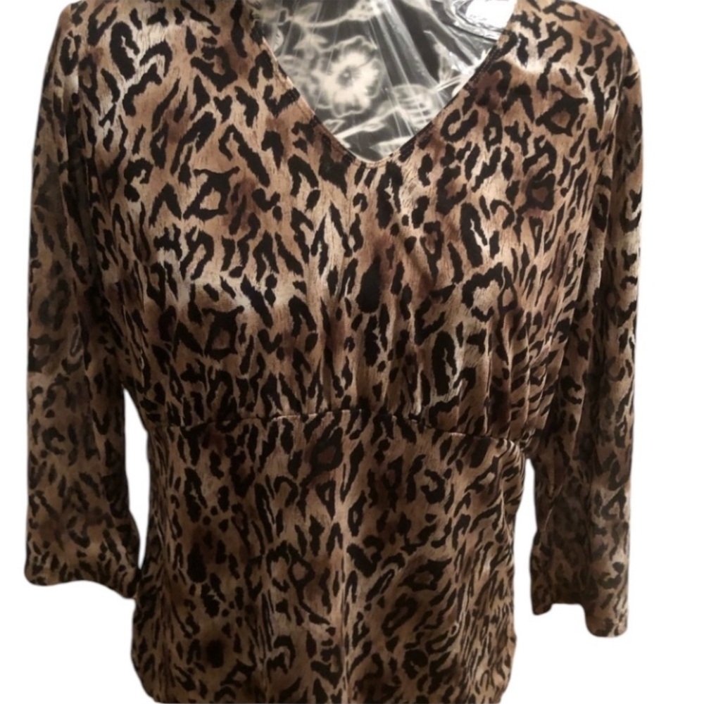 𝅺Alfani size  X- Large leopard print V-neck 3/4 sleeves, lined with stretch